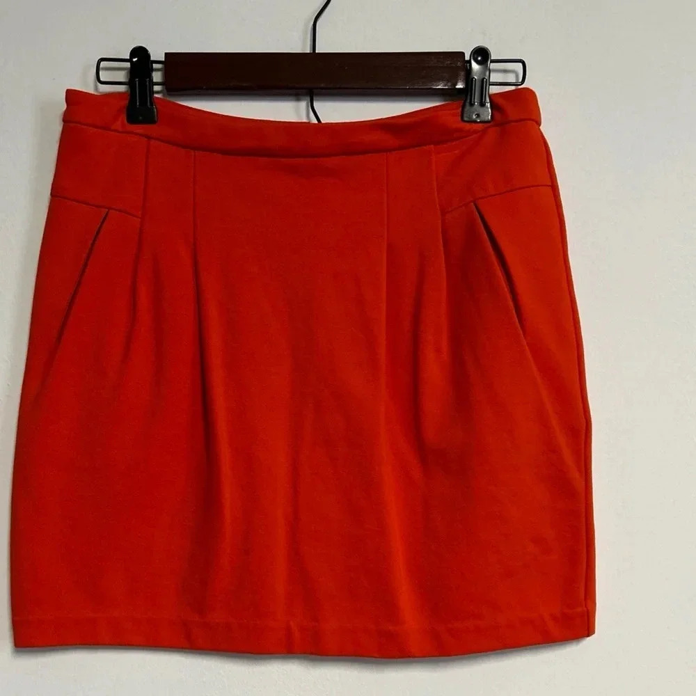XXI Women's Small Orange Mini Skirt Stretch Pockets Coquette Balletcore Flirty